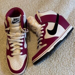Nike Dunk Sky High-Top Sneakers in Magenta and White